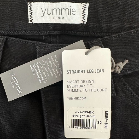 YUMMIE Denim Straight Leg Jean - Size 32 Color- Black NWT - Picture 4 of 7